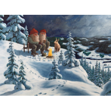 Jan Bergerlind Christmas Postcards - Two Tomte and Hare - Honey Beeswax