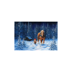 Jan Bergerlind's Advent Calendar Card - Tomte and Horse in the Snow - from Honey Beeswax